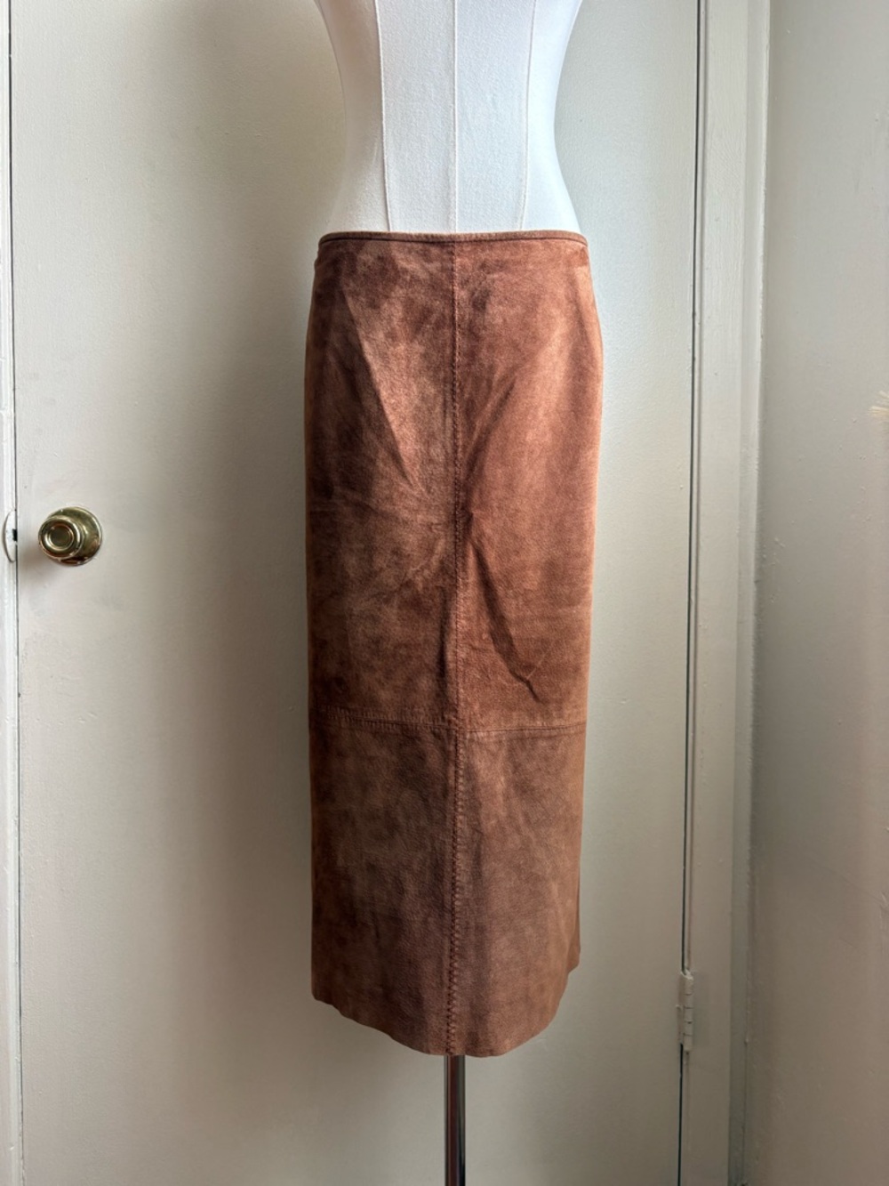 vintage john paul brown suede leather midi skirt